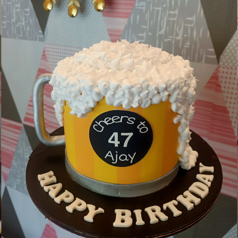 Beer mug theme cake