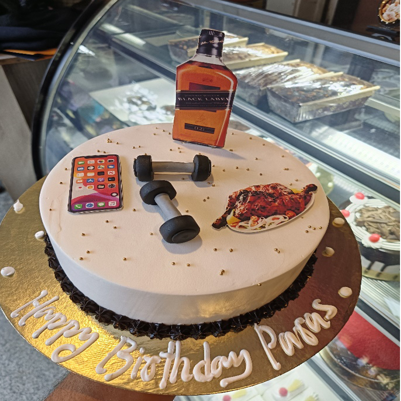 Gym and Whisky Theme cake