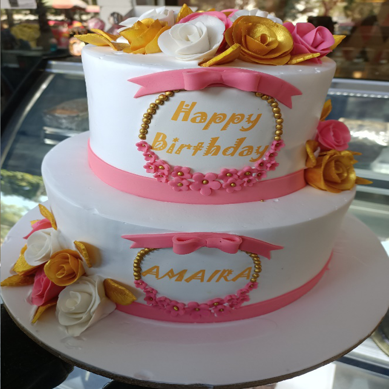 Double layer flowers cake